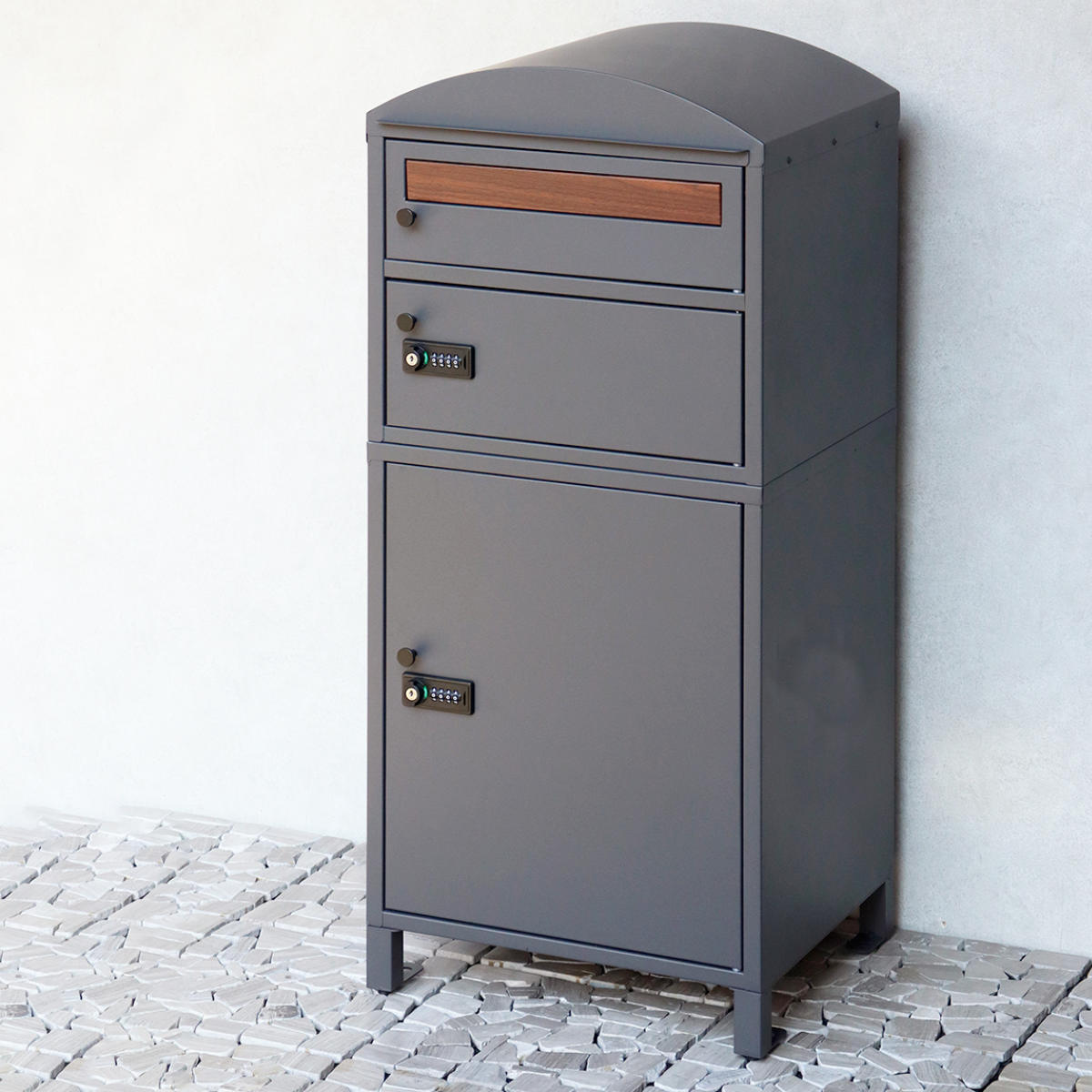 宅配ボックス 宅配ボックス付ポスト Primo プリモ 宅配2段タイプ ( 宅配 ボックス ポスト一体型 ポスト 宅配ポスト 大容量 宅配ボックス付きポスト デザインポスト 玄関 置き配用ボックス メールボックス ) 【ダークグレー】 ダークグレー