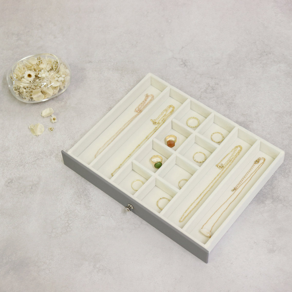 アクセサリーケース ジュエリーボックス Gage 3段 ( 収納 ジュエリー レザー調 アクセサリーボックス ボックス 仕切り ピアス 指輪 リング イヤリング 腕時計 ネックレス おしゃれ ベルベット ) 【ゼニスブルー】 ゼニスブルー