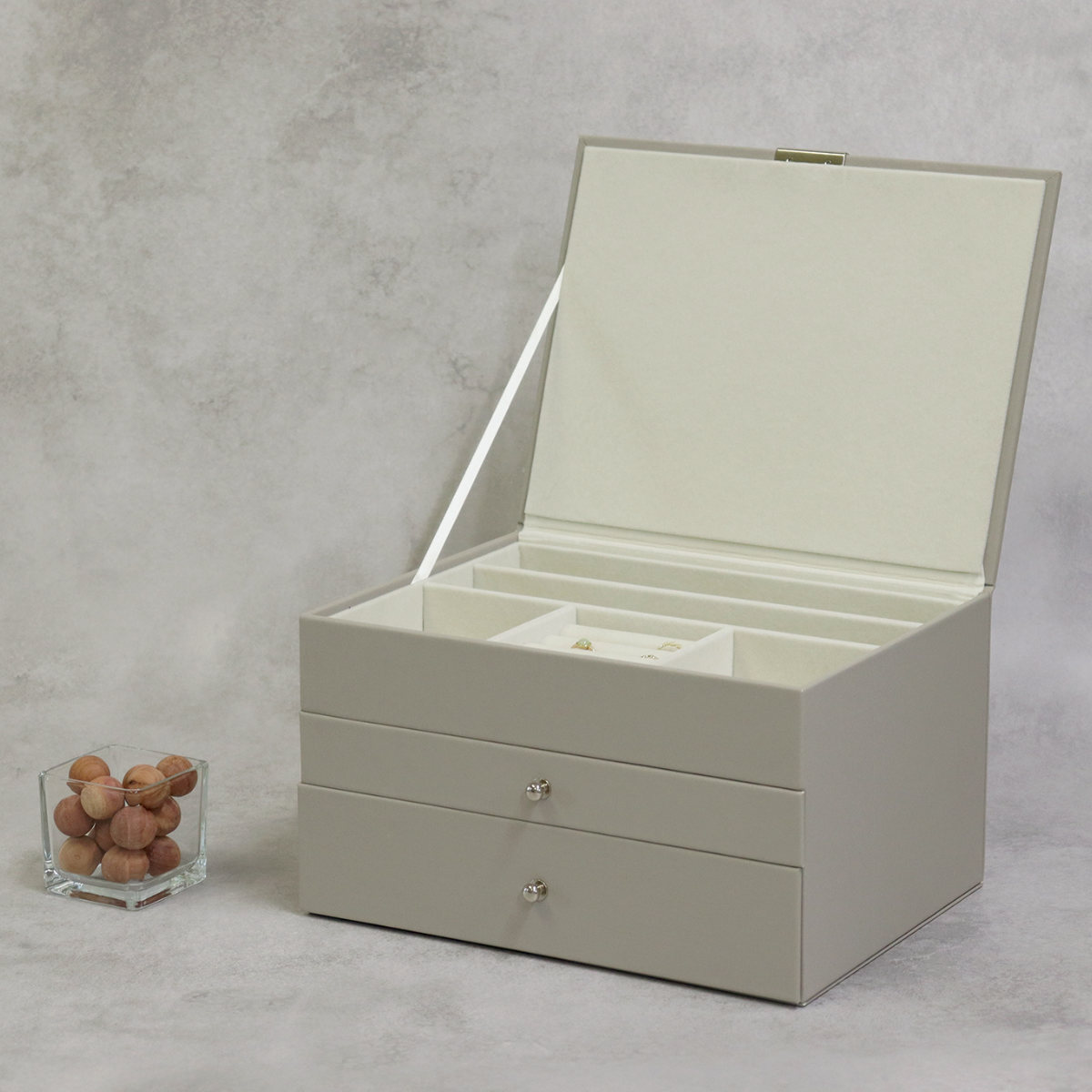 アクセサリーケース ジュエリーボックス Gage 3段 ( 収納 ジュエリー レザー調 アクセサリーボックス ボックス 仕切り ピアス 指輪 リング イヤリング 腕時計 ネックレス おしゃれ ベルベット ) 【ゼニスブルー】 ゼニスブルー