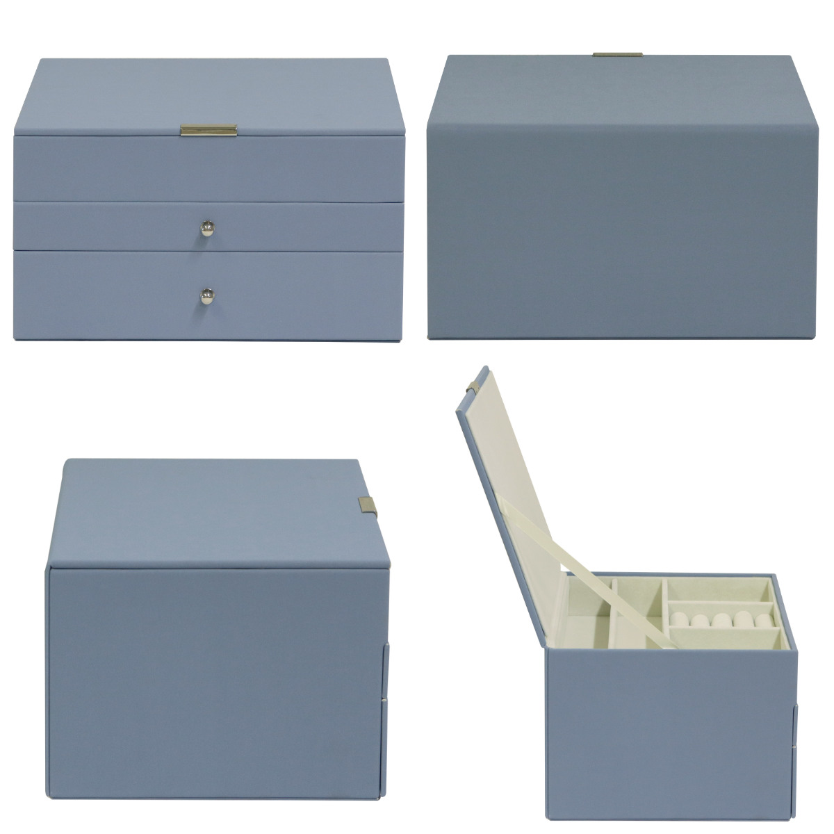 アクセサリーケース ジュエリーボックス Gage 3段 ( 収納 ジュエリー レザー調 アクセサリーボックス ボックス 仕切り ピアス 指輪 リング イヤリング 腕時計 ネックレス おしゃれ ベルベット ) 【ゼニスブルー】 ゼニスブルー