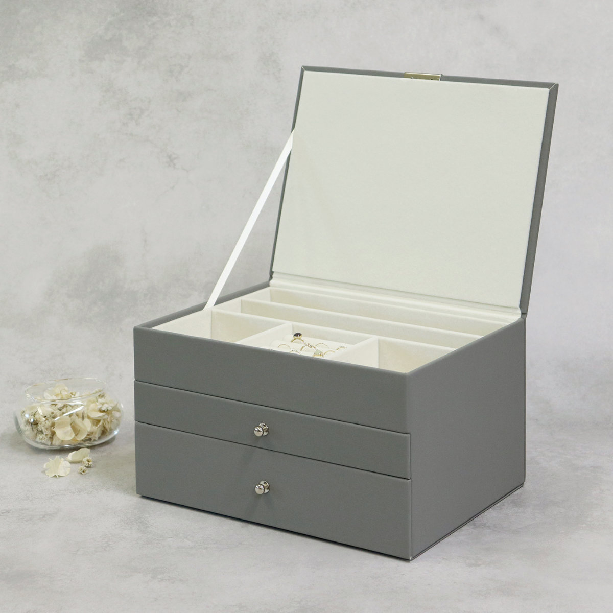 アクセサリーケース ジュエリーボックス Gage 3段 ( 収納 ジュエリー レザー調 アクセサリーボックス ボックス 仕切り ピアス 指輪 リング イヤリング 腕時計 ネックレス おしゃれ ベルベット ) 【ゼニスブルー】 ゼニスブルー