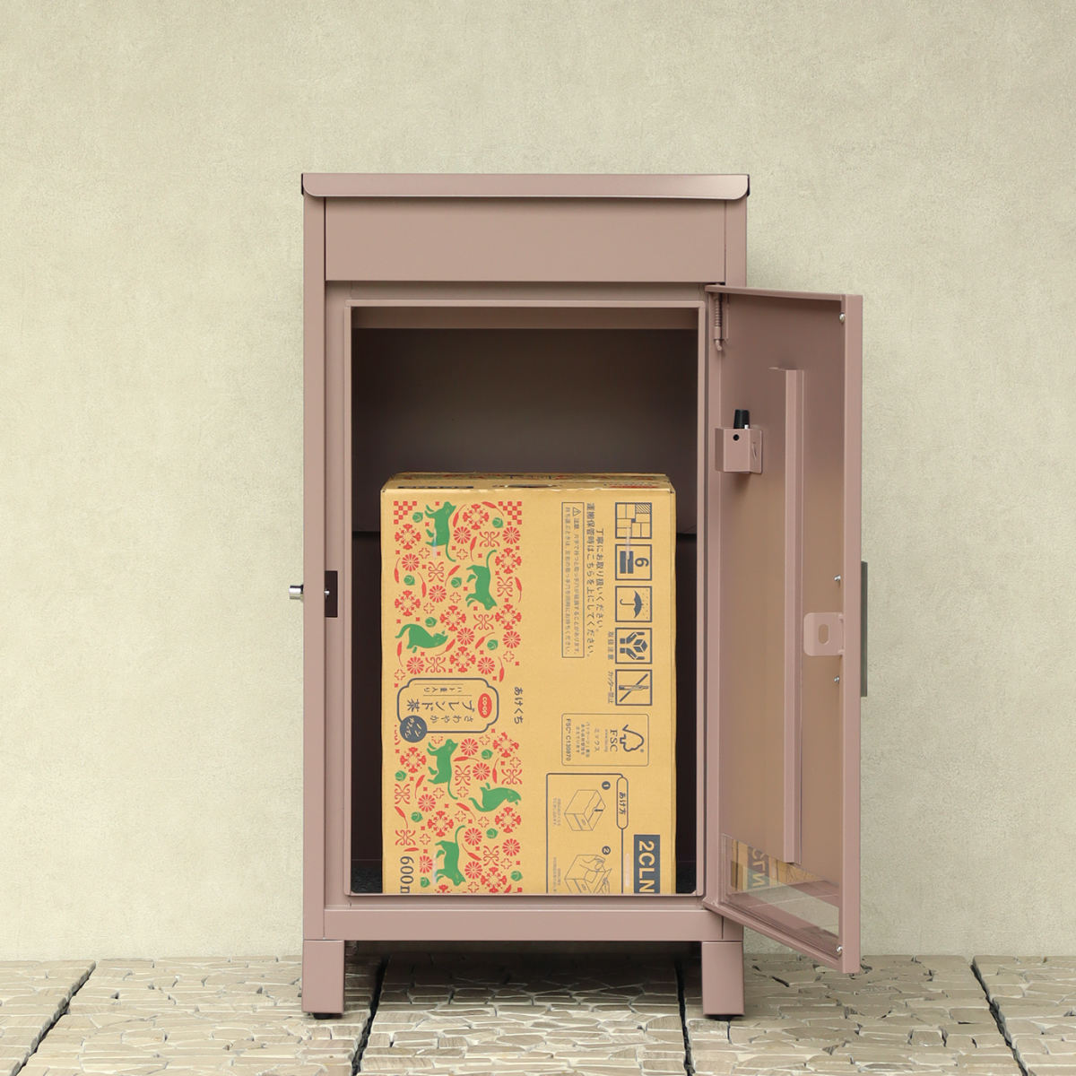 宅配ボックス Baldo バルド ( 宅配 ボックス 置き配用ボックス 玄関 屋外 宅配BOX 1段 大型 大容量 据え置き 宅配便 配達 戸建て 後付け 簡単設置 プッシュキー 鍵付き 複数回配達 天面扉 ) 【グラスグリーン】 グラスグリーン