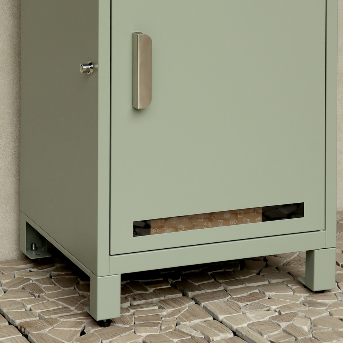 宅配ボックス Baldo バルド ( 宅配 ボックス 置き配用ボックス 玄関 屋外 宅配BOX 1段 大型 大容量 据え置き 宅配便 配達 戸建て 後付け 簡単設置 プッシュキー 鍵付き 複数回配達 天面扉 ) 【グラスグリーン】 グラスグリーン