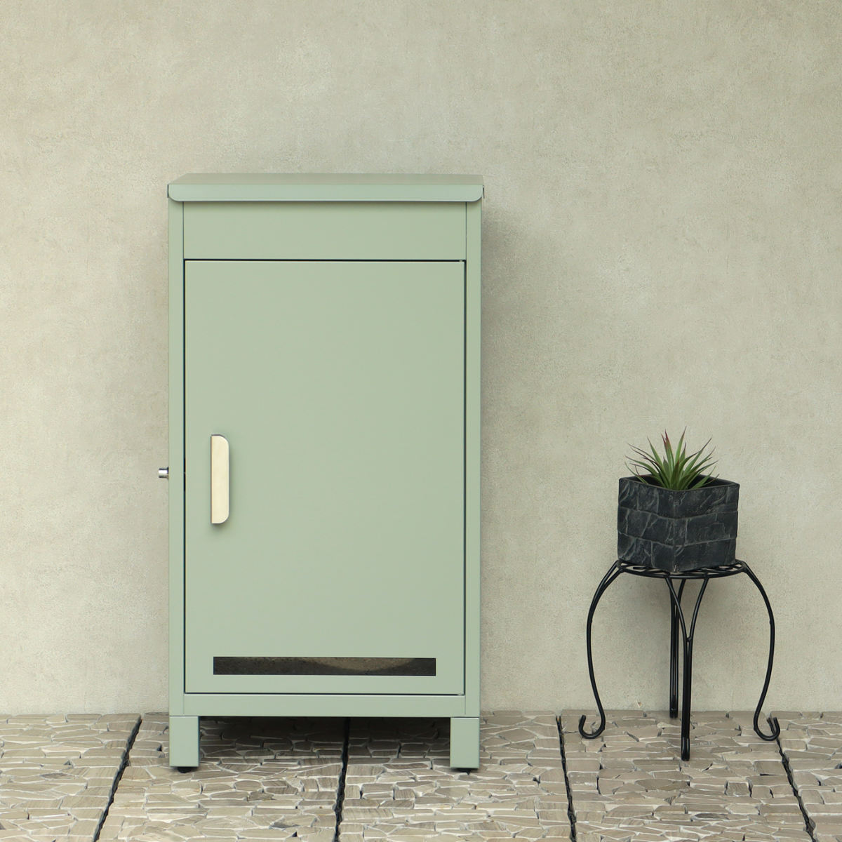 宅配ボックス Baldo バルド ( 宅配 ボックス 置き配用ボックス 玄関 屋外 宅配BOX 1段 大型 大容量 据え置き 宅配便 配達 戸建て 後付け 簡単設置 プッシュキー 鍵付き 複数回配達 天面扉 ) 【グラスグリーン】 グラスグリーン