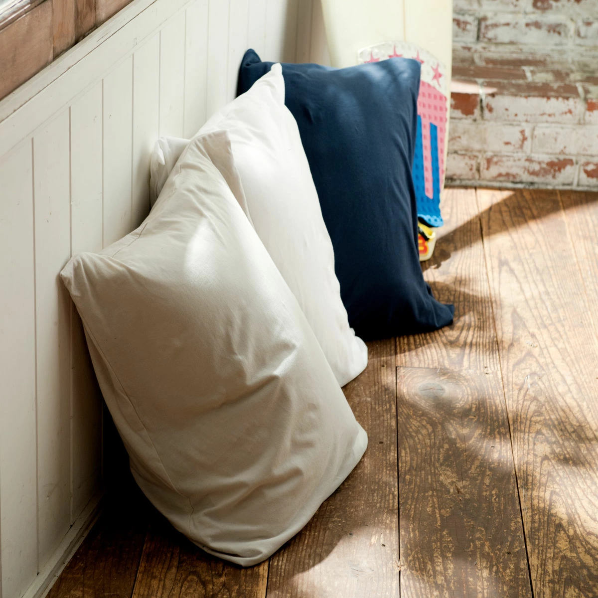 枕カバー Fab the Home 43×63cm用 プレインニット 無地綿 100% ( ピローカバー ピローケース まくらカバー ファブザホーム ベッドリネン 封筒式 40番手 コーマ糸 ストレッチ性 平編み ニット ) 【ホワイト】 ホワイト