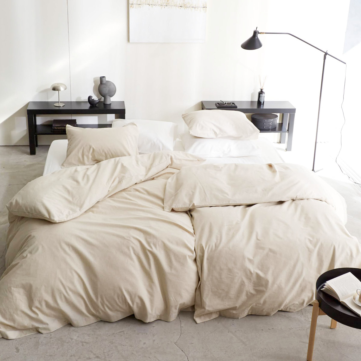 掛け布団カバー Fab the Home リネンミックス one-wash シングル 綿麻混 ( ファブザホーム 布団カバー かけ布団カバー 掛けふとんカバー 洗濯OK リネン 麻 コットン 綿 寝具 ホワイト ナチュラル 無地 ) 【ホワイト】 ホワイト