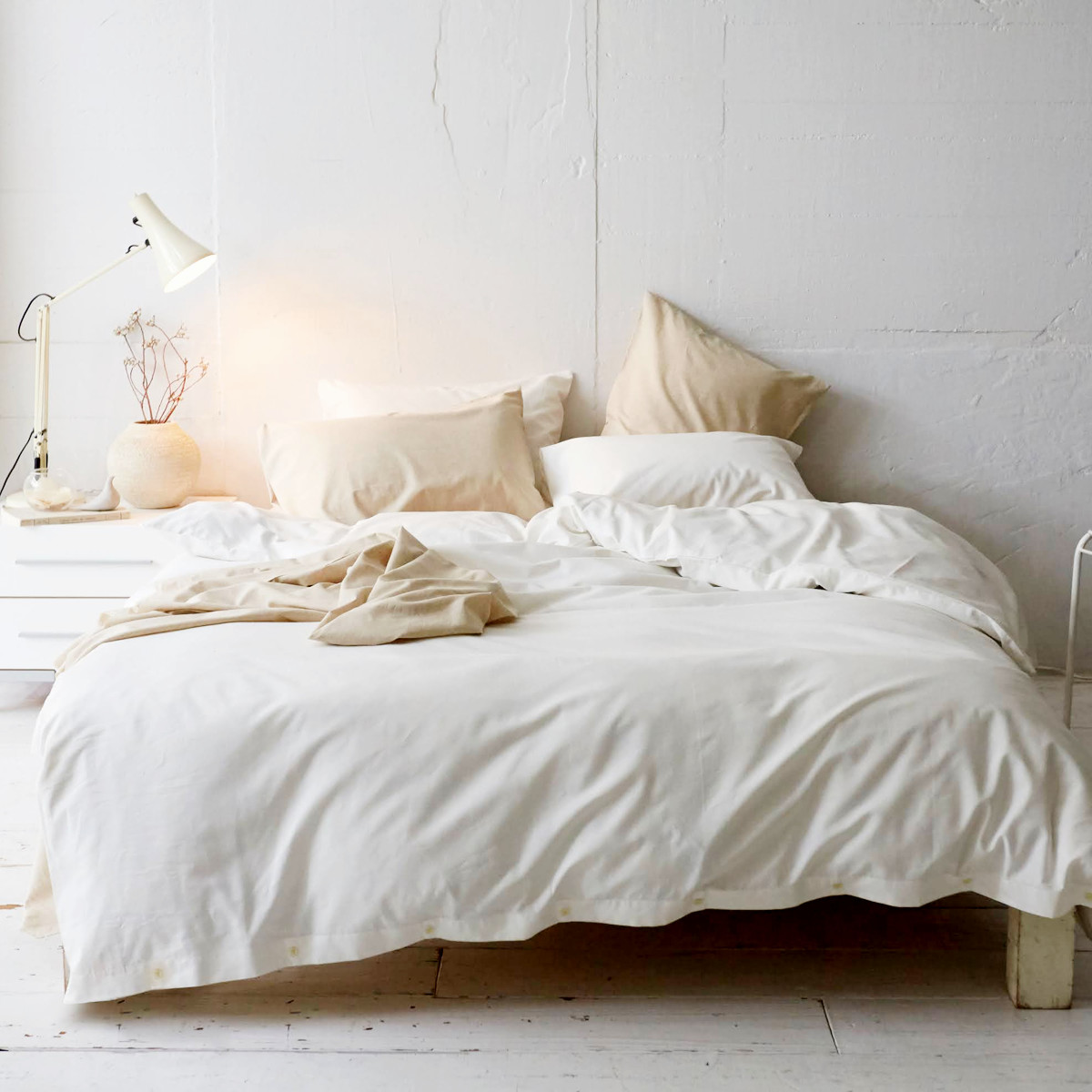 掛け布団カバー Fab the Home リネンミックス one-wash ダブル 綿麻混 ( ファブザホーム 布団カバー かけ布団カバー 掛けふとんカバー 洗濯OK リネン 麻 コットン 綿 寝具 ホワイト ナチュラル 無地 ) 【ナチュラル】 ナチュラル