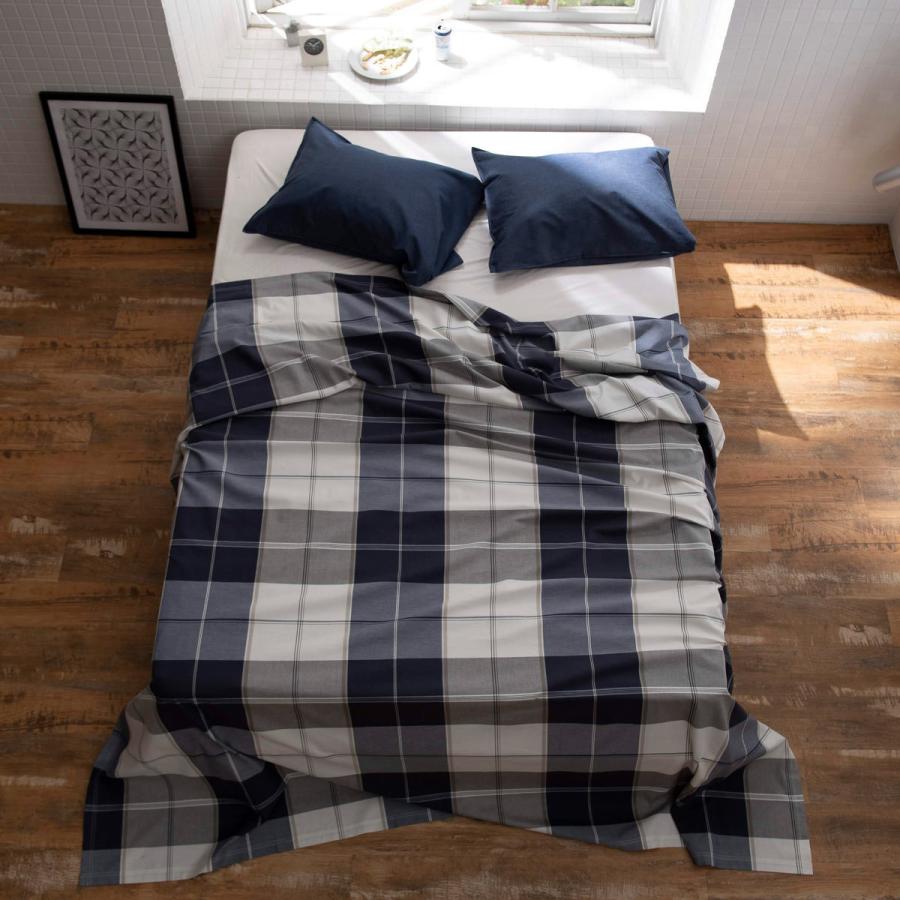 マルチカバー Fab the Home M 210×210cm アクロス 綿100% チェック柄 ( ソファカバー ベッドカバー フリークロス テーブルクロス 正方形 チェック ツイル織り コットン 接ぎ目なし ステッチ仕上げ ナチュラル シンプル )