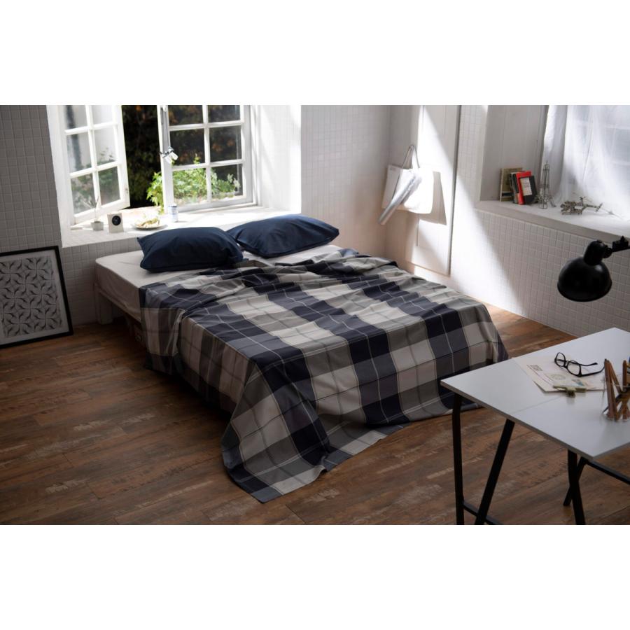 マルチカバー Fab the Home M 210×210cm アクロス 綿100% チェック柄 ( ソファカバー ベッドカバー フリークロス テーブルクロス 正方形 チェック ツイル織り コットン 接ぎ目なし ステッチ仕上げ ナチュラル シンプル )