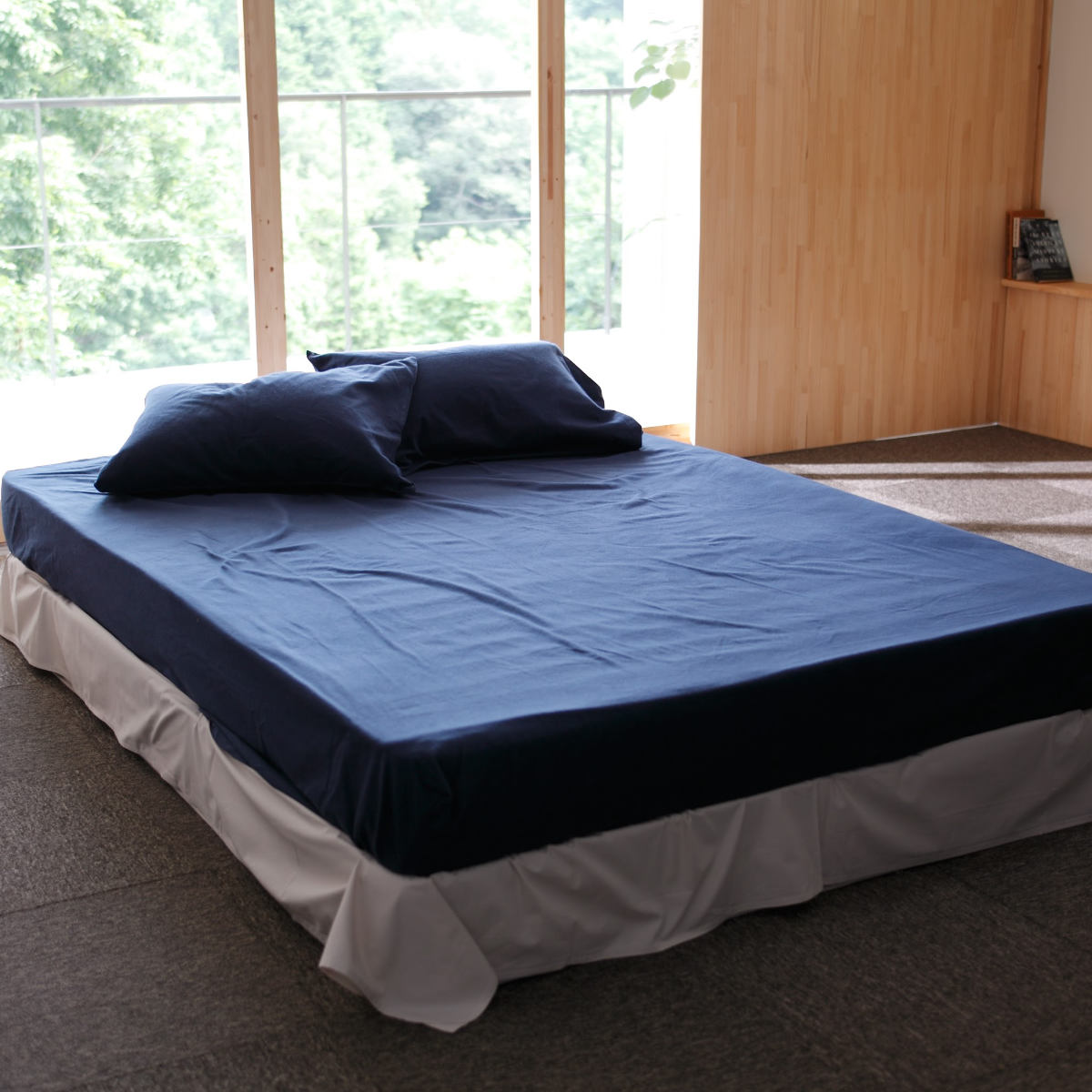 ボックスシーツ Fab the Home ダブル コットンフランネル 綿100% ( ファブザホーム マットレスカバー ベッドカバー ベッドシーツ 寝具 起毛素材 綿 継ぎ目なし ゴム入り ズレ防止 マチ30cm 天然繊維 ) 【ミルク】 ミルク