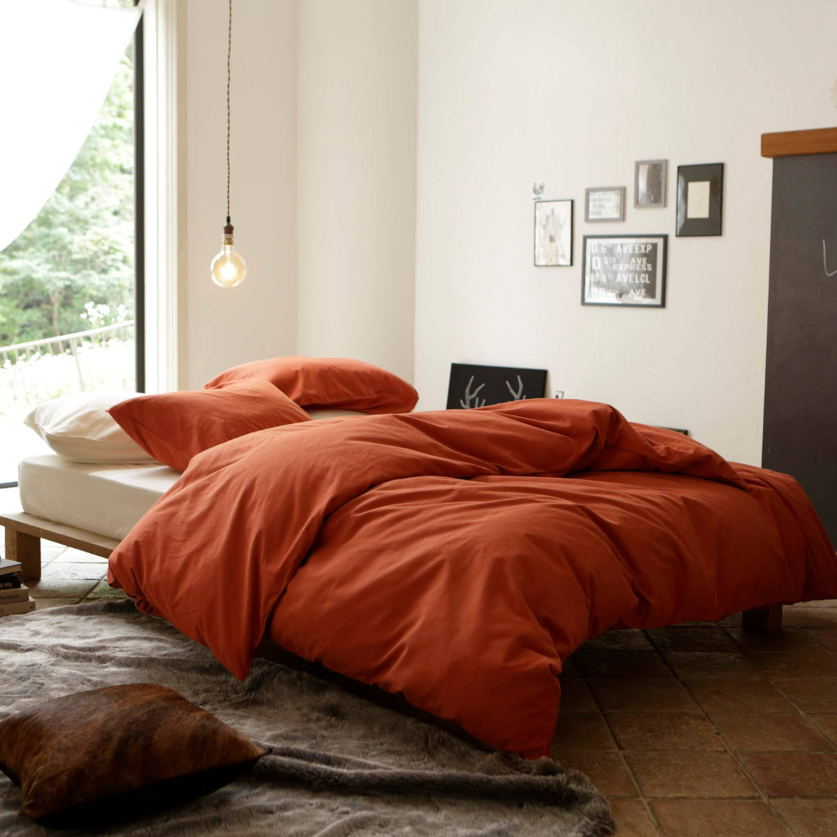 掛け布団カバー Fab the Home ダブル コットンフランネル 綿100% ( ファブザホーム 布団カバー かけ布団カバー 掛けふとんカバー 掛けカバー 寝具 起毛素材 綿 継ぎ目なし 型崩れ 防止 ) 【ネイビー】 ネイビー