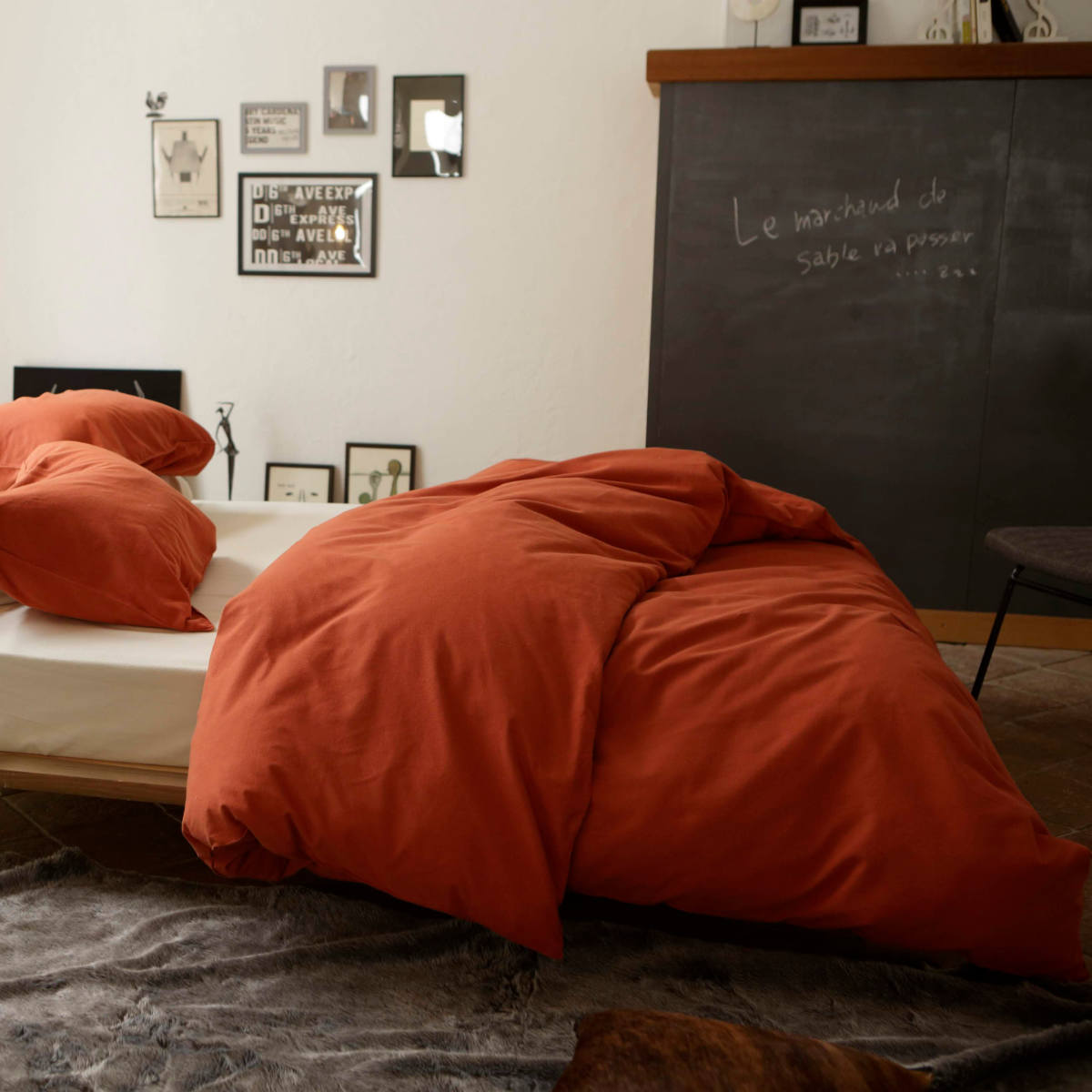 掛け布団カバー Fab the Home ダブル コットンフランネル 綿100% ( ファブザホーム 布団カバー かけ布団カバー 掛けふとんカバー 掛けカバー 寝具 起毛素材 綿 継ぎ目なし 型崩れ 防止 ) 【ネイビー】 ネイビー