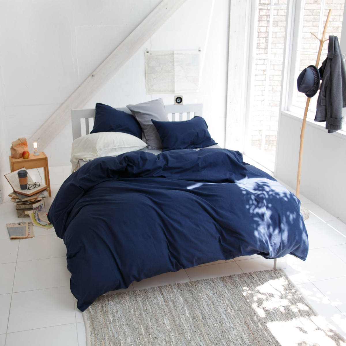 掛け布団カバー Fab the Home ダブル コットンフランネル 綿100% ( ファブザホーム 布団カバー かけ布団カバー 掛けふとんカバー 掛けカバー 寝具 起毛素材 綿 継ぎ目なし 型崩れ 防止 ) 【ネイビー】 ネイビー