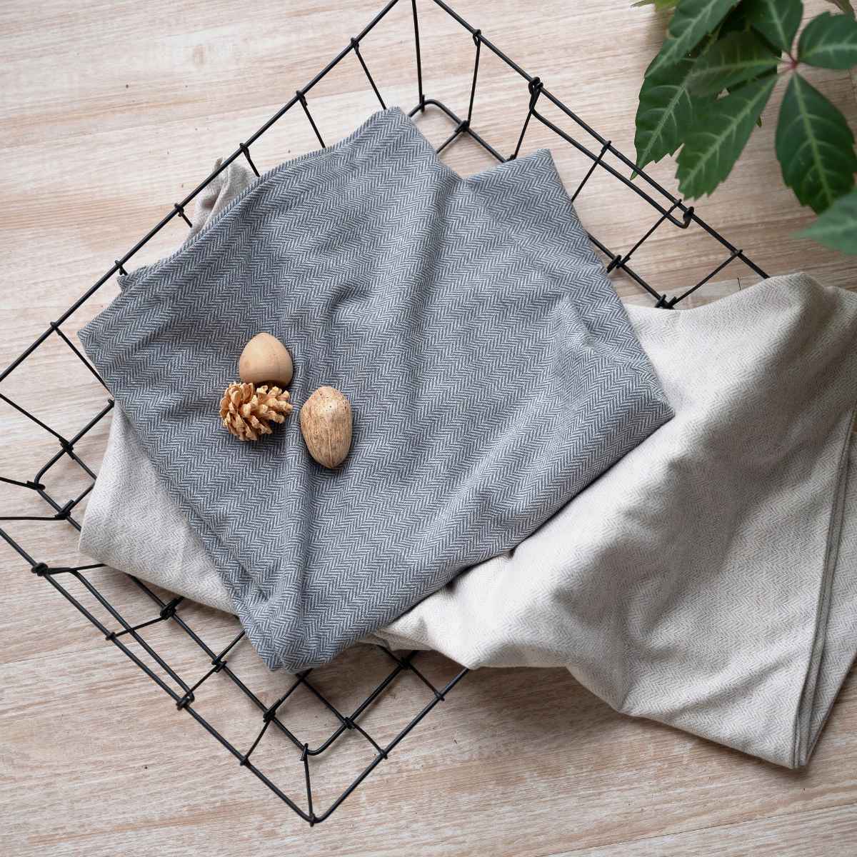 パジャマ Fab the Home L レディース ヘリンボーンニット 綿100% ( ファブザホーム ルームウェア 部屋着 ナイトウェア 寝巻き 上下セット 前開き 柔らか ストレッチ ナチュラル おしゃれ ) 【フェザーグレイ】 フェザーグレイ