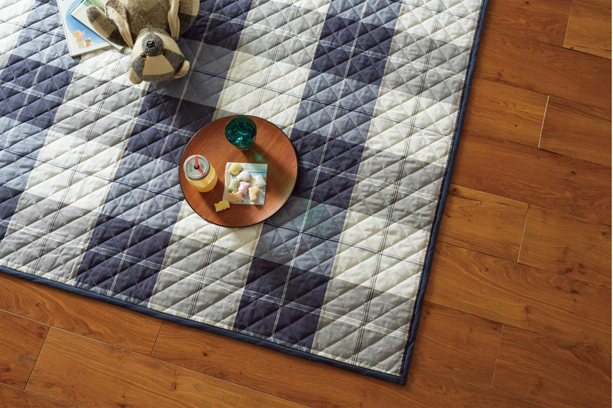 ラグ Fab the Home 130×190cm アクロス 洗える ( ラグマット カーペット 絨毯 アクセントラグ マット キルトラグ キルティング ホットカーペット 床暖 対応 洗濯できる インテリア チェック ブロックチェック )