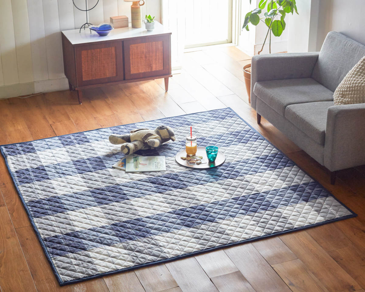 ラグ Fab the Home 130×190cm アクロス 洗える ( ラグマット カーペット 絨毯 アクセントラグ マット キルトラグ キルティング ホットカーペット 床暖 対応 洗濯できる インテリア チェック ブロックチェック )