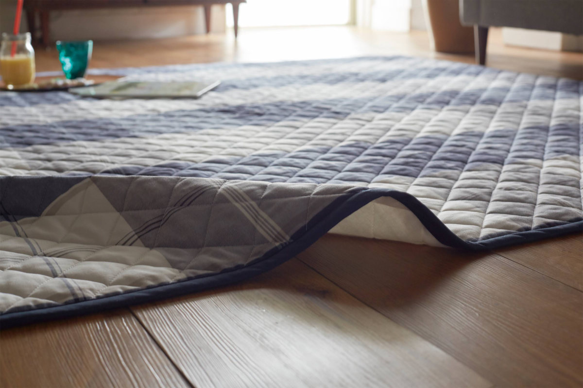 ラグ Fab the Home 190×190cm アクロス 洗える ( ラグマット カーペット 絨毯 アクセントラグ マット キルトラグ キルティング ホットカーペット 床暖 対応 洗濯できる インテリア チェック ブロックチェック )