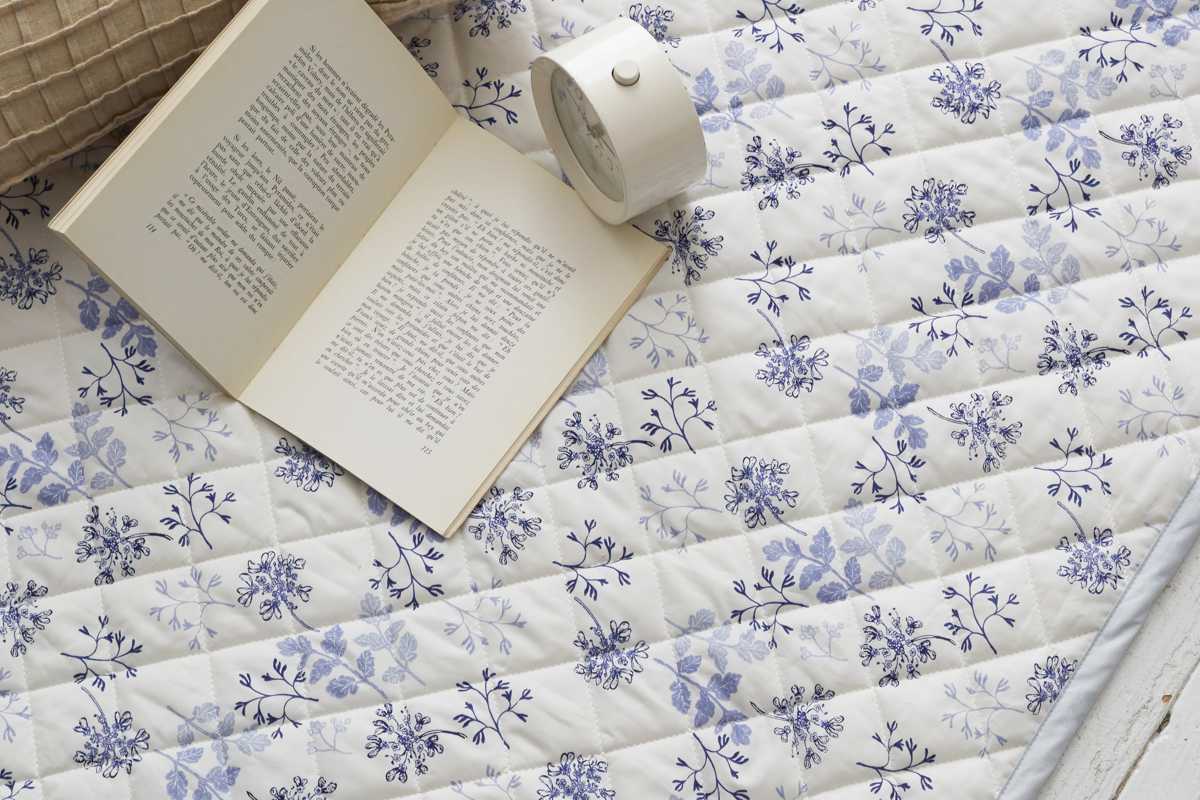 ラグ Fab the Home 190×190cm ハーベスト 洗える ( ラグマット カーペット 絨毯 アクセントラグ マット キルトラグ キルティング ホットカーペット 床暖 対応 洗濯できる インテリア 小花柄 花柄 ) 【ブルー】 ブルー