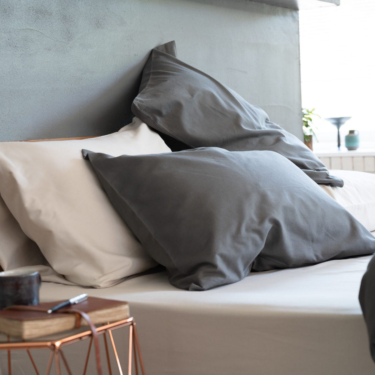 枕カバー Fab the Home 50×70cm用 コットンビエラ 綿100% 洗濯機OK ( ファブザホーム ピローケース 寝具 まくらカバー 封筒式 無地 コットン 綿 50×70用 筒式 微起毛 ストーン アッシュグレー ミルク 洗濯可能 ) 【ストーン】 ストーン