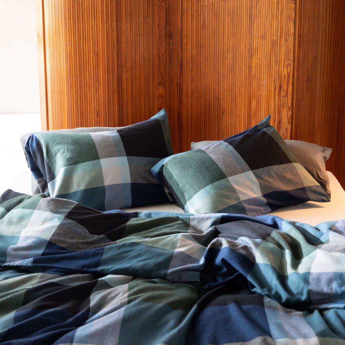 枕カバー Fab the Home 50×70cm用 ノクターン ふんわり起毛 綿100% ( ファブザホーム ピローケース 寝具 まくらカバー 封筒式 コットン 綿 50×70用 筒式 微起毛 ブロックチェック )