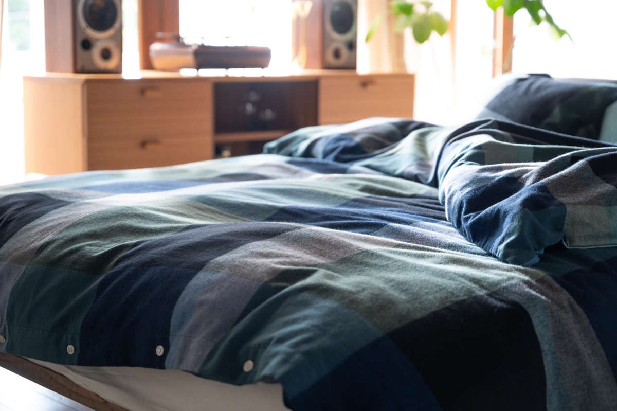 掛け布団カバー Fab the Home シングル ノクターン ふんわり起毛 綿100% ( ファブザホーム 布団カバー かけ布団カバー 掛けふとんカバー コットン 綿 微起毛 ブロックチェック 寝具 裾ボタン )