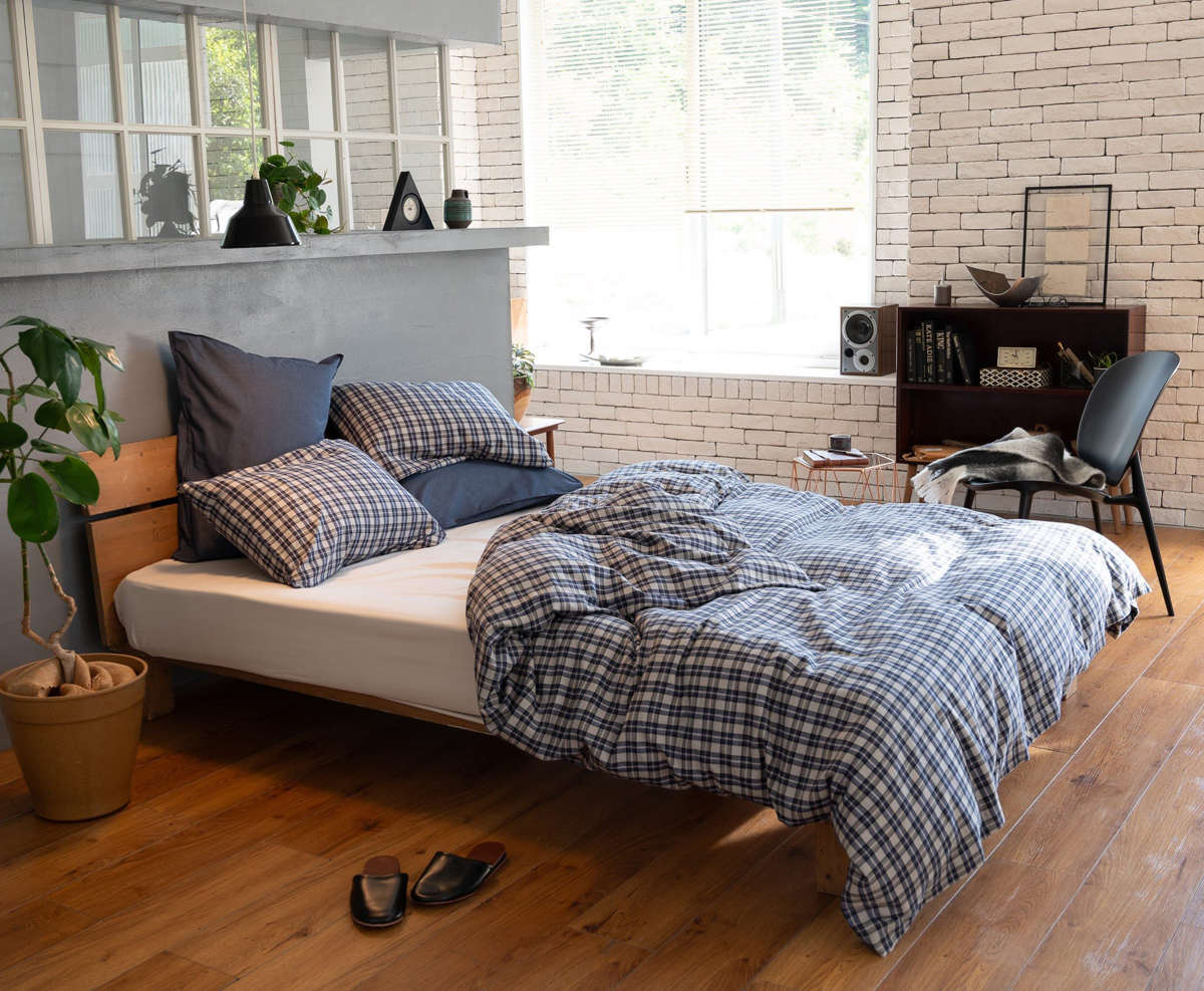 枕カバー Fab the Home 43×63cm用 グラニット ふんわり起毛 綿100% ( ファブザホーム ピローケース 寝具 まくらカバー 封筒式 コットン 綿 43×63用 筒式 微起毛 スモールチェック )