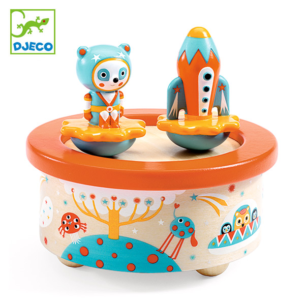 オルゴール 木製 スペースメロディ ジェコ DJECO （ 回転オルゴール