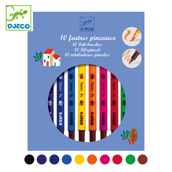ペン 10色 フェルトペン クラシック 子供 知育玩具 ジェコ DJECO （ ツインペン 筆 ペン 10色セット 10本 マーカーペン ツイン お絵かき