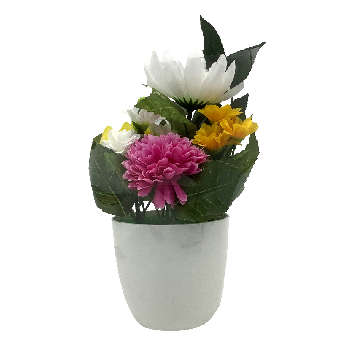 仏花 造花 ポット 中サイズ ( お供え 供花 花 御供え 弔花 枯れない フェイクフラワー 花瓶付き 水換え不要 夏 人工 仏壇 お盆 お彼岸 お墓 法要 法事 仏具 仏壇用品 )