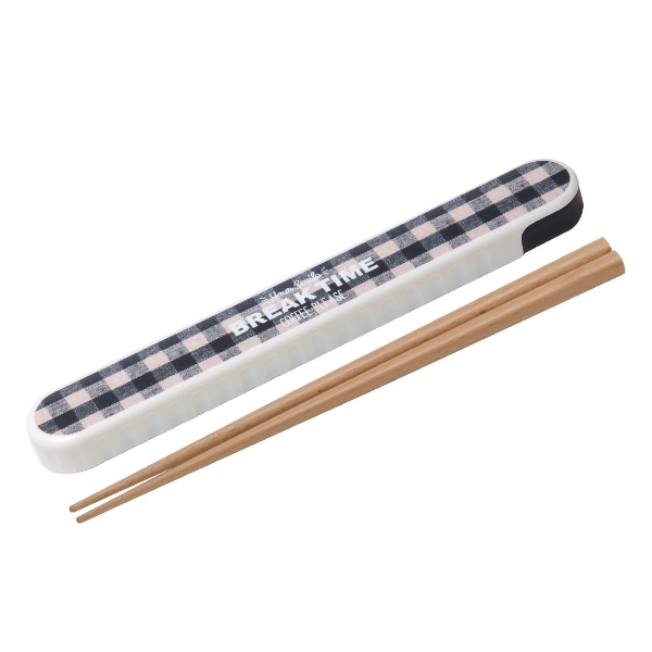 箸箱セット 19.5cm 箸 箸箱 Potter モノクロ コーヒーブレイク ( お箸 はし箱 セット 木製 お弁当用 携帯箸 女子 19.5センチ スライド式 天然木 箸・箸箱セット 弁当 お弁当 持ち運び 携帯用 女性 )