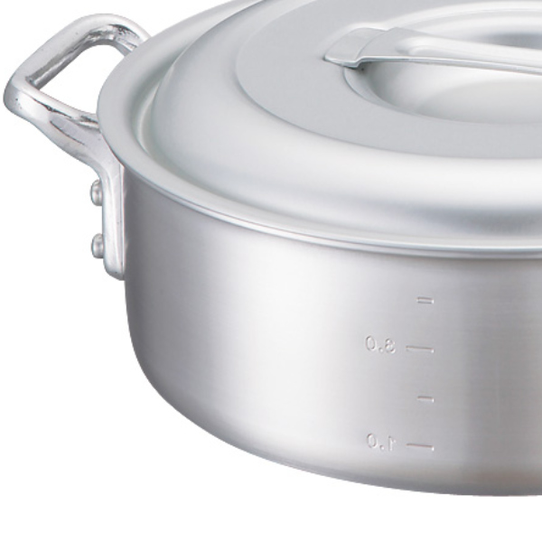 外輪鍋 39cm 浅型 ガス火専用 キングポット キング外輪鍋 約15L 業務用両手鍋 中尾アルミ 日本製 ( ソテーパン ガス火 ガス 浅型鍋 目盛り付き 39センチ そとわ鍋 フタ付き 厨房用品 厨房器具 業務用鍋 鍋 なべ )