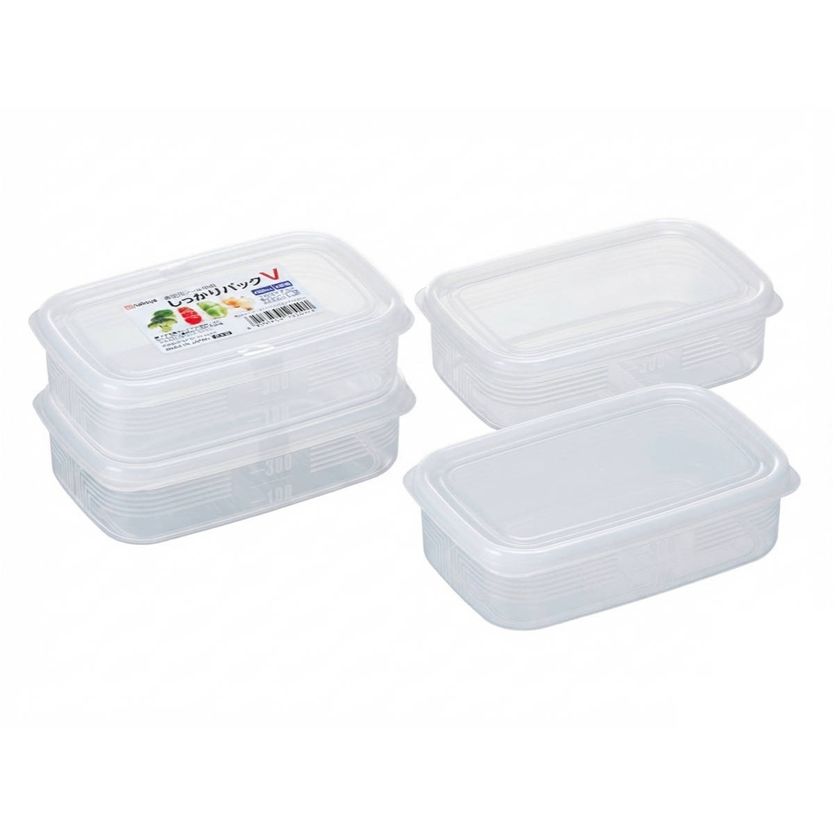 保存容器 450ml 2個組 10個セット しっかりパック V メモリ付き ( 日本製 プラスチック 保存 容器 シール容器 食品保存容器 フードコンテナ レンジ対応 浅型 小分け ストッカー フードケース 冷蔵 作り置き おかず保存 目盛り付き )
