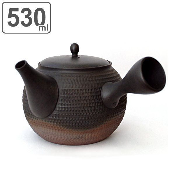 急須 530ml L 2代目玉光作 陶器 常滑焼 日本製 （ 横手型急須 片手 茶こし一体型 お茶 ポット 常滑 茶器 茶こし 付き 付属 ストレーナー