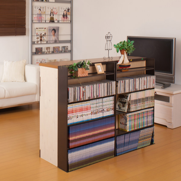 薄型 壁面収納 ミニコミックラック 幅59cm ( 本棚 オープンラック シェルフ コミックラック 収納棚 省スペース 日本製 収納 コミック 漫画収納 コミック収納 国産 完成品 ブラウン ホワイト 白 おしゃれ ) 【ブラウン】 ブラウン