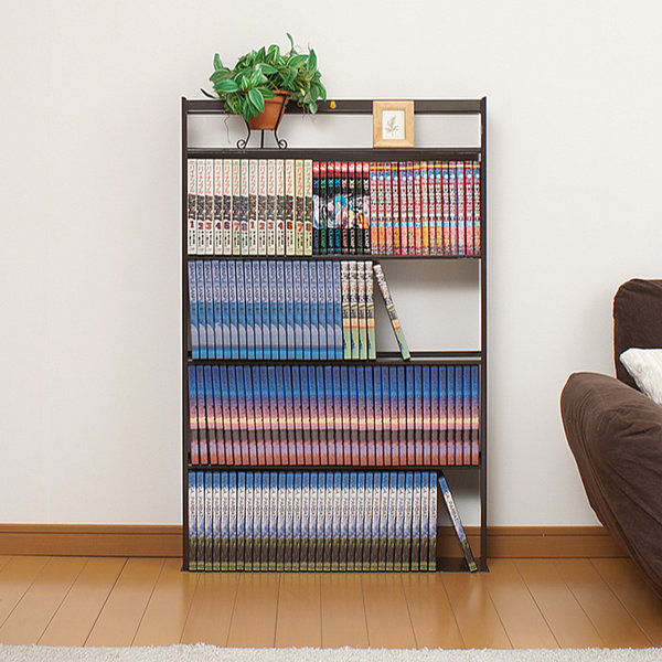 薄型 壁面収納 ミニコミックラック 幅59cm ( 本棚 オープンラック シェルフ コミックラック 収納棚 省スペース 日本製 収納 コミック 漫画収納 コミック収納 国産 完成品 ブラウン ホワイト 白 おしゃれ ) 【ブラウン】 ブラウン