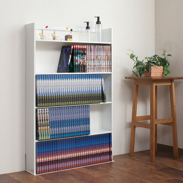 薄型 壁面収納 ミニコミックラック 幅59cm ( 本棚 オープンラック シェルフ コミックラック 収納棚 省スペース 日本製 収納 コミック 漫画収納 コミック収納 国産 完成品 ブラウン ホワイト 白 おしゃれ ) 【ブラウン】 ブラウン