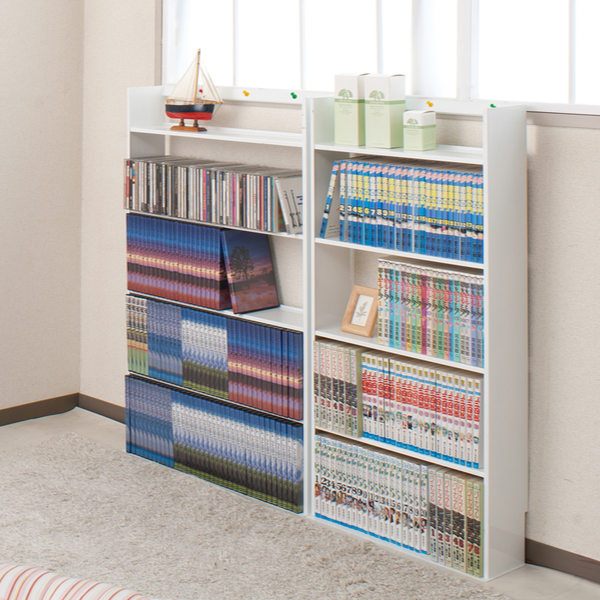 薄型 壁面収納 ミニコミックラック 幅59cm ( 本棚 オープンラック シェルフ コミックラック 収納棚 省スペース 日本製 収納 コミック 漫画収納 コミック収納 国産 完成品 ブラウン ホワイト 白 おしゃれ ) 【ブラウン】 ブラウン