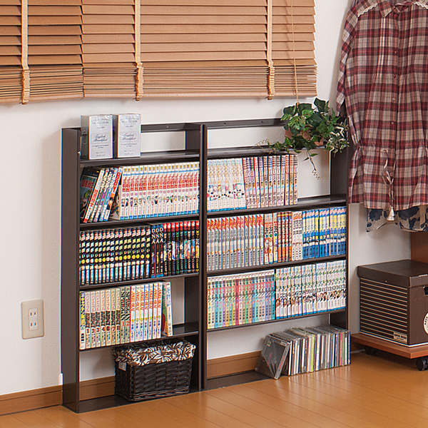 薄型 壁面収納 ミニコミックラック 幅59cm ( 本棚 オープンラック シェルフ コミックラック 収納棚 省スペース 日本製 収納 コミック 漫画収納 コミック収納 国産 完成品 ブラウン ホワイト 白 おしゃれ ) 【ブラウン】 ブラウン