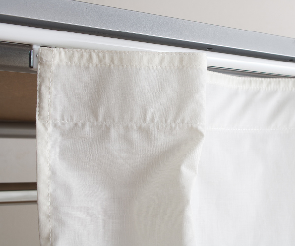 伸縮クローゼット 最大幅125cm ハンガーラック カーテン付き 日本製 ( 衣類収納 大型 木製 コートハンガー 伸縮式 ワードローブ パイプハンガー ) 【ナチュラル】 ナチュラル