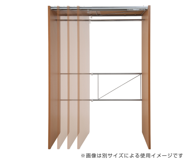 伸縮クローゼット 最大幅305cm ハンガーラック カーテン付き 日本製 ( パイプハンガー 衣類収納 大型 木製 コートハンガー 伸縮式 ワードローブ ) 【ホワイト】 ホワイト