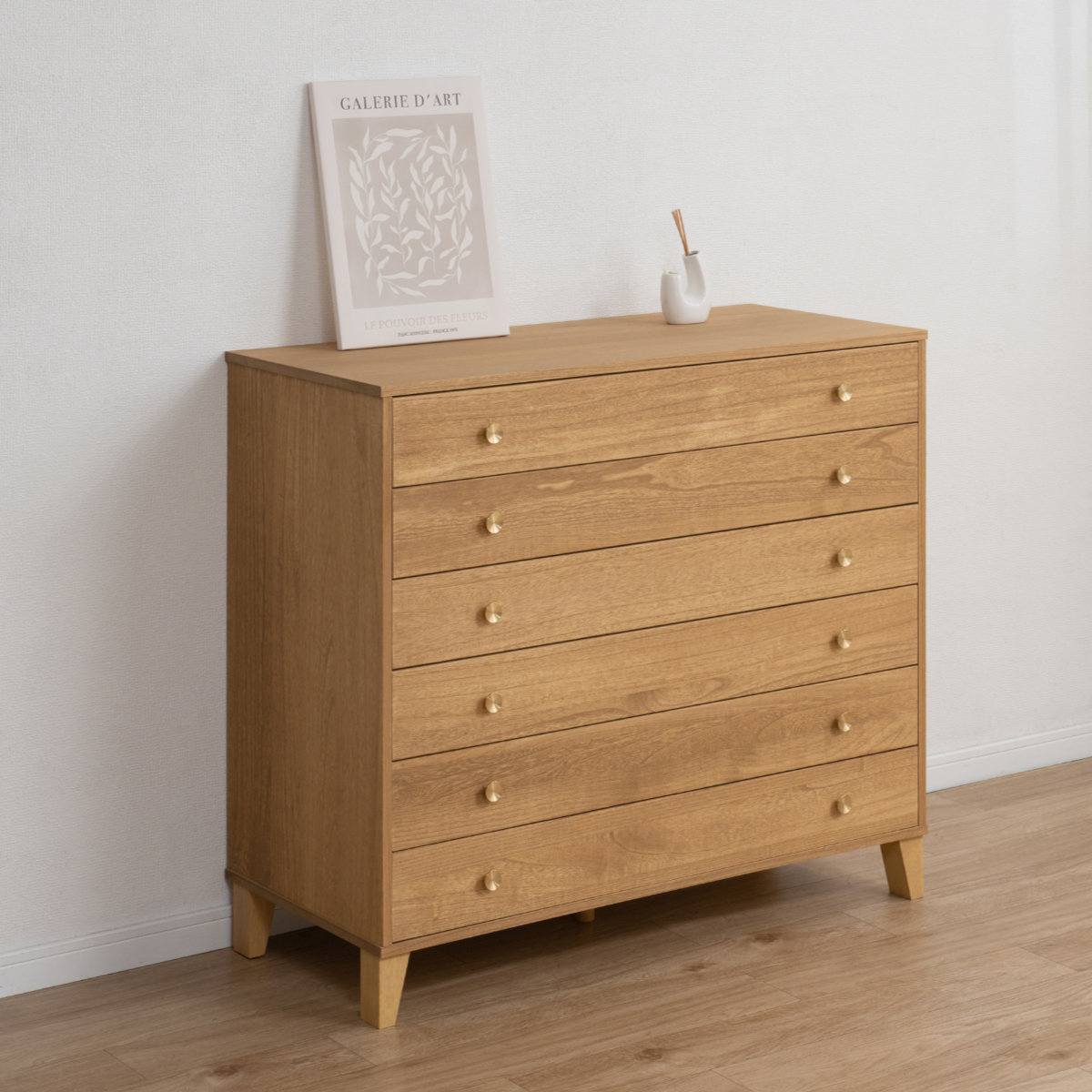 桐 脚付き洋風チェスト 幅100cm 6段 真鍮取っ手 積み重ね 日本製 ( チェスト 脚付 洋風 天然木 防虫 調湿 完成品 着物収納 桐たんす たとう紙 総桐 六杯 真鍮 ナチュラル ブラウン グレー ) 【グレー】 グレー