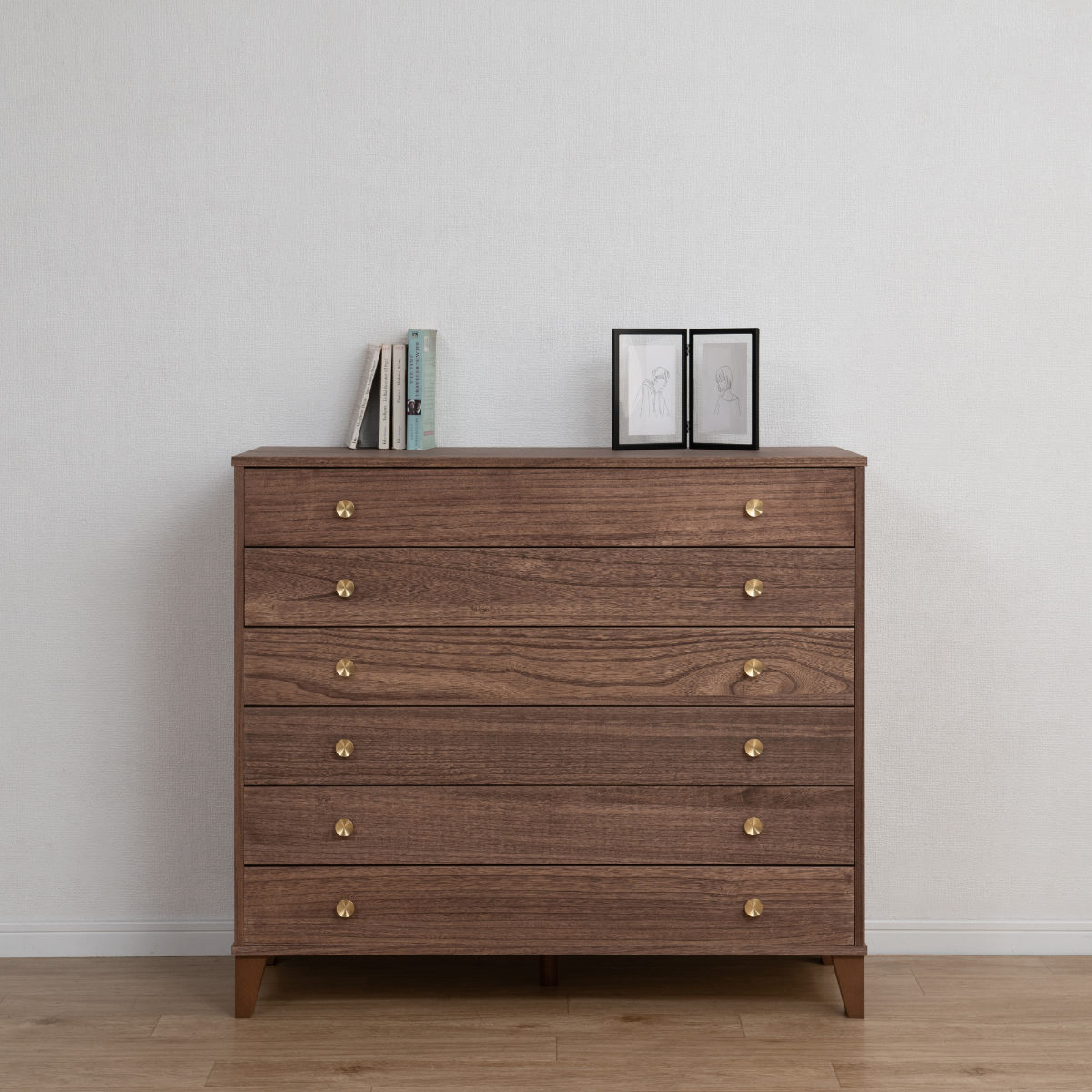 桐 脚付き洋風チェスト 幅100cm 6段 真鍮取っ手 積み重ね 日本製 ( チェスト 脚付 洋風 天然木 防虫 調湿 完成品 着物収納 桐たんす たとう紙 総桐 六杯 真鍮 ナチュラル ブラウン グレー ) 【グレー】 グレー