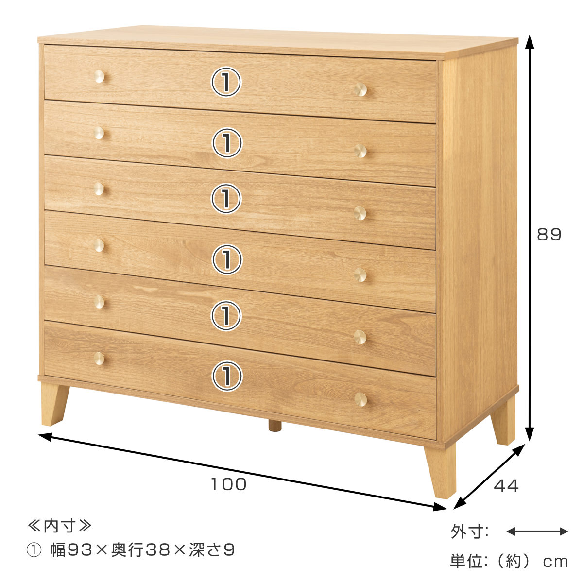 桐 脚付き洋風チェスト 幅100cm 6段 真鍮取っ手 積み重ね 日本製 ( チェスト 脚付 洋風 天然木 防虫 調湿 完成品 着物収納 桐たんす たとう紙 総桐 六杯 真鍮 ナチュラル ブラウン グレー ) 【グレー】 グレー