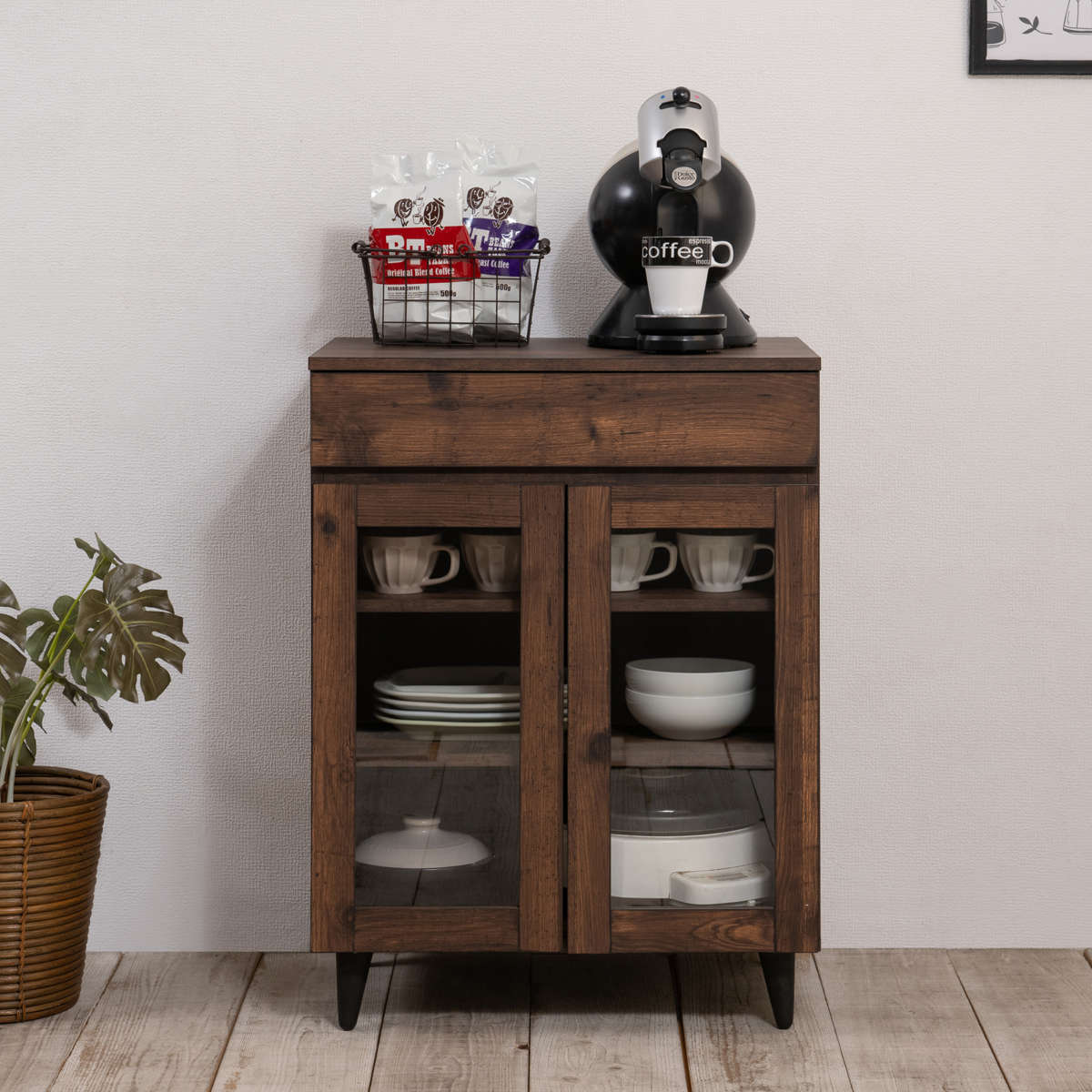食器棚・キッチンカウンター・カップボード　LIVING HOUSE 70cm 素材感を活かした本格派ダイニングボード - 食器棚・キッチン