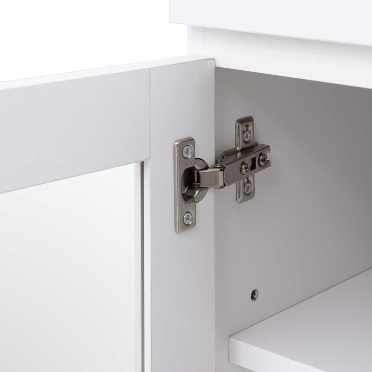 キッチンカウンター 幅60cm ガラス扉 ミニカップボード ホワイトリヴ ( Whiteliv カウンター 食器棚 カップボード 可動棚 組み合わせ キッチン収納 ホワイト 引き出し シンプル )