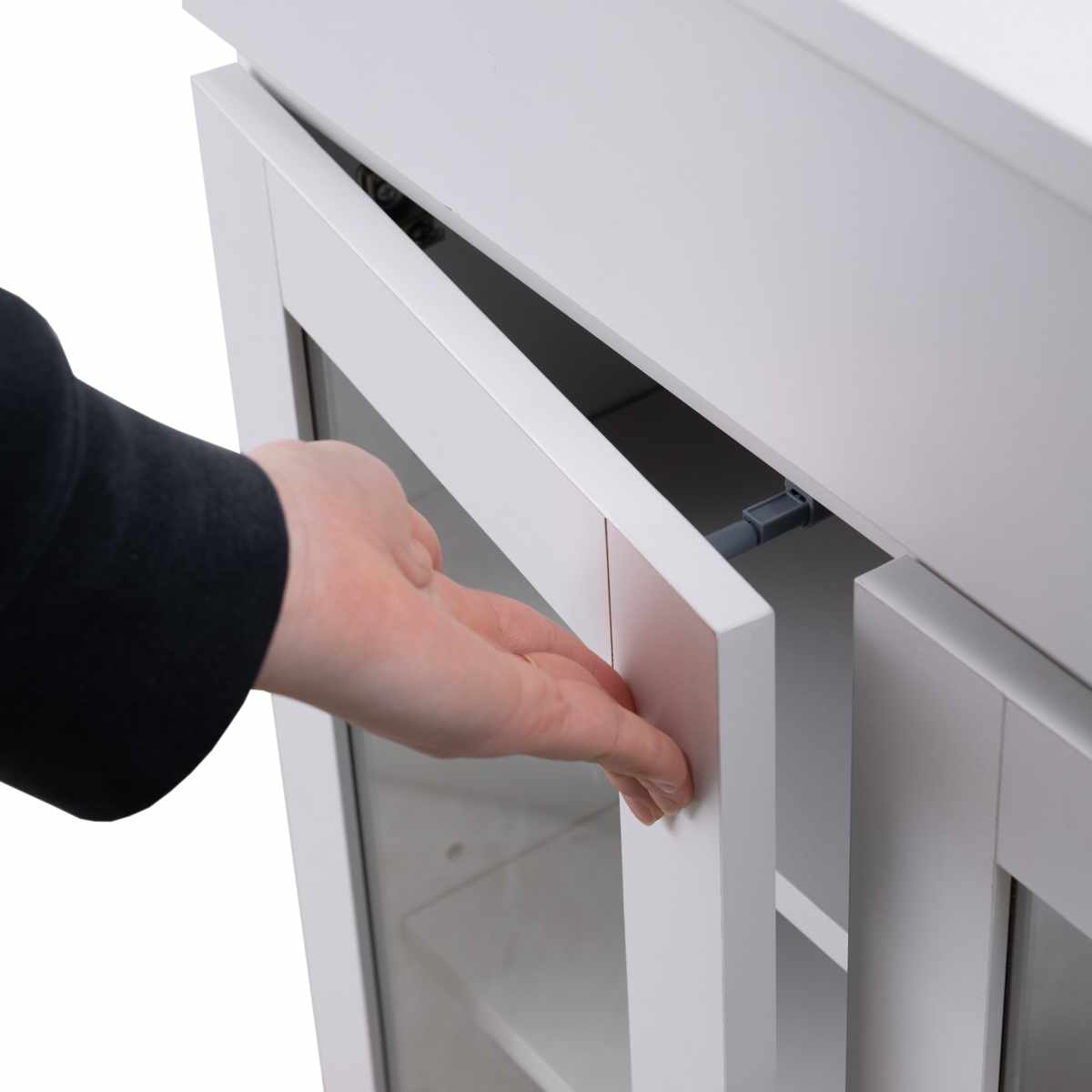 キッチンカウンター 幅60cm ガラス扉 ミニカップボード ホワイトリヴ ( Whiteliv カウンター 食器棚 カップボード 可動棚 組み合わせ キッチン収納 ホワイト 引き出し シンプル )