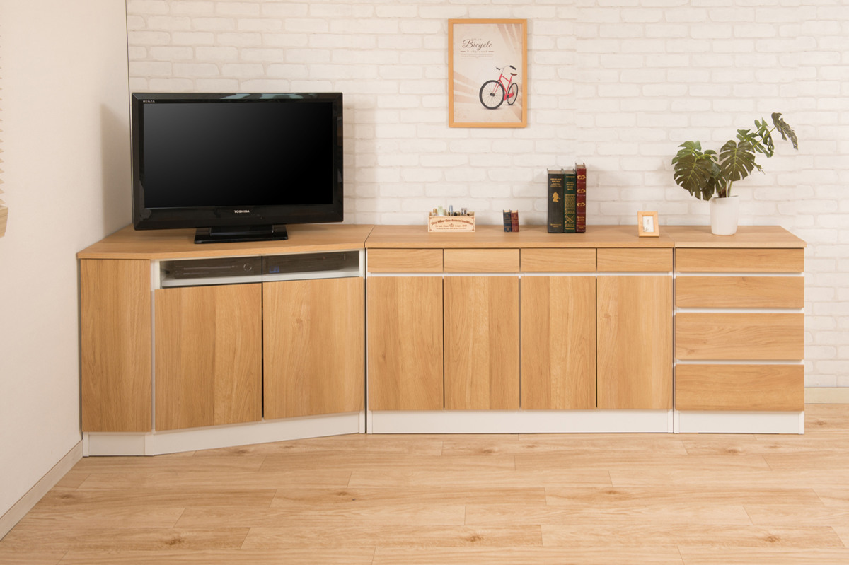 コーナーキャビネット 左壁付け 幅99.5cm カウンター下収納 GYMシリーズ 日本製 完成品 ( キャビネット コーナー ジムシリーズ 組み合わせ カウンター下 左壁 壁寄せ 薄型 奥行スリム テレビ台 キッチン収納 可動棚 )