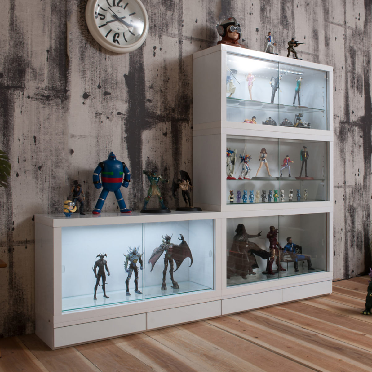 コレクションボード 引出しタイプ 幅90cm 艶有り仕上げ 完成品 ( recta コレクションラック 収納 棚 引出し 艶あり 組み合わせ ハイグロス仕上げ 小物収納 ホワイト 奥行スリム 薄型 )