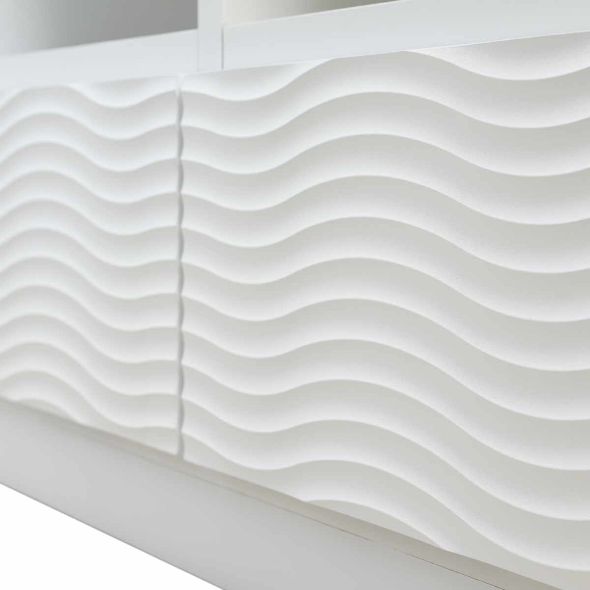 オープンラック 幅71cm ウェーブ模様 引出し2杯 日本製 完成品 ( wave ラック 本棚 棚 収納 飾り棚 ディスプレイ シェルフ 引出し ホワイト シンプル 2杯 )