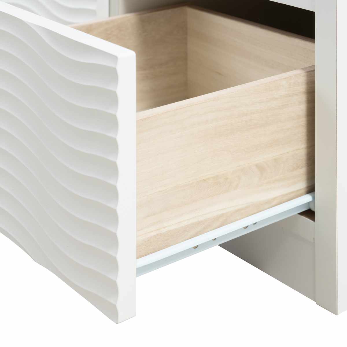 オープンラック 幅71cm ウェーブ模様 引出し2杯 日本製 完成品 ( wave ラック 本棚 棚 収納 飾り棚 ディスプレイ シェルフ 引出し ホワイト シンプル 2杯 )